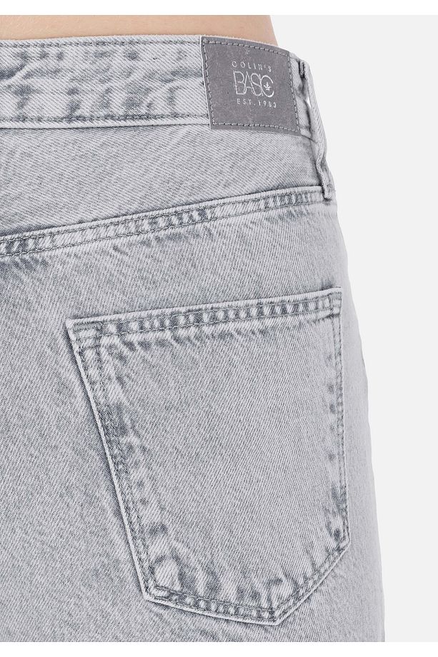 Regular Fit Yüksel Bel Geniş Paça Kadın Gri Jean Pantolon - 6