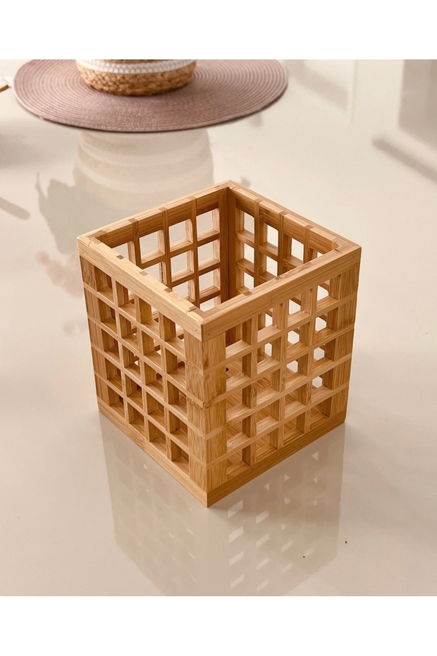 Bambu Kare Kaşıklık Bambu Dekoratif Organizer Kutu - 3