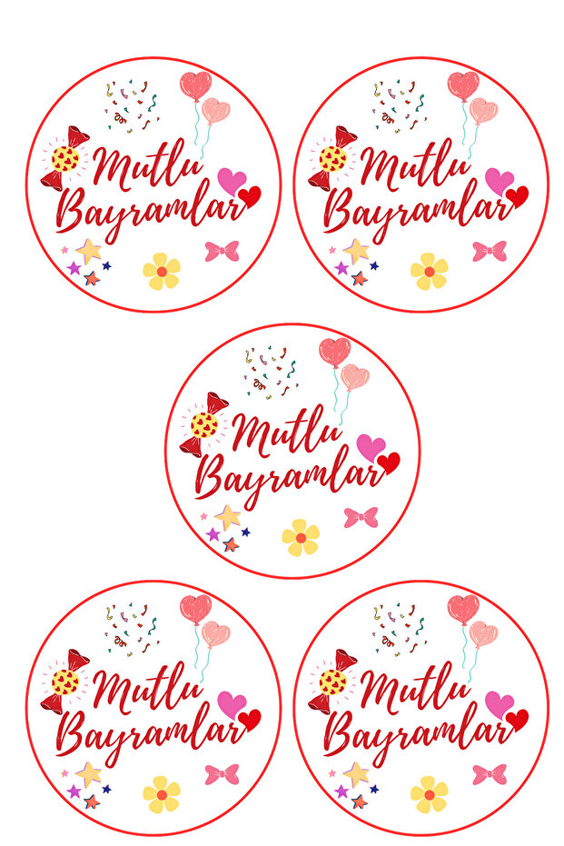 Dekals 20 Adet STİCKER ETİKET Hediye Kutusu Etiketi Mutlu Bayramlar Yazılı Yapışkanlı Sticker Küçük Boy