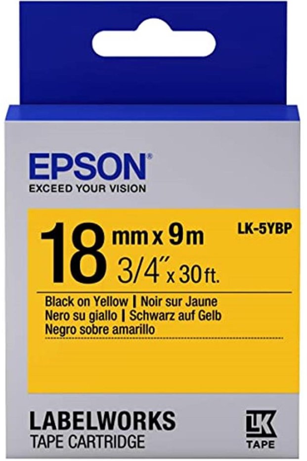 Epson Lk-5Ybp Black over Pastel Yellow 18mm 9Meters
