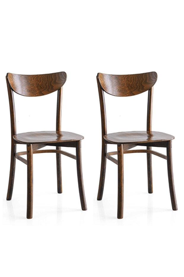 2 Adet Aziz Sandalye Ceviz Ahşap İskelet - 1