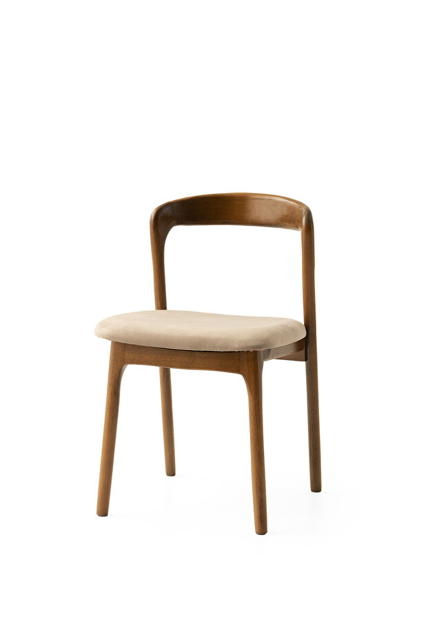 6 Adet Yılan Sandalye Babyface Kumaş Ceviz Ahşap İskelet - 3