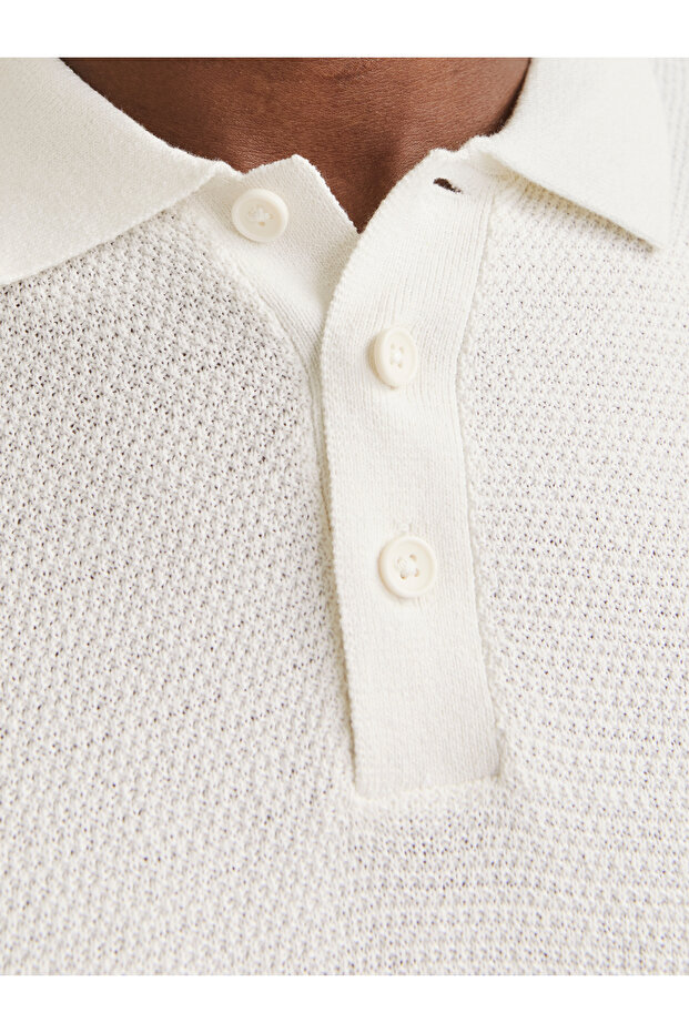 Jack Jones Jjegeorge Knit Polo Ss Sn Men's Beige Tshirt 12268281 -06 - 5