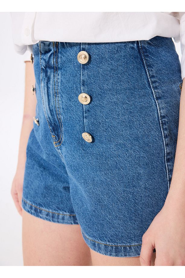 Normal Bel Basic İndigo Kadın Denim Şort F5SL-SHT0335 - 4