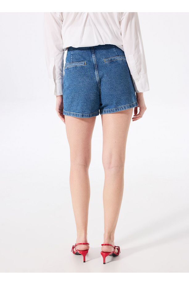 Normal Bel Basic İndigo Kadın Denim Şort F5SL-SHT0335 - 5