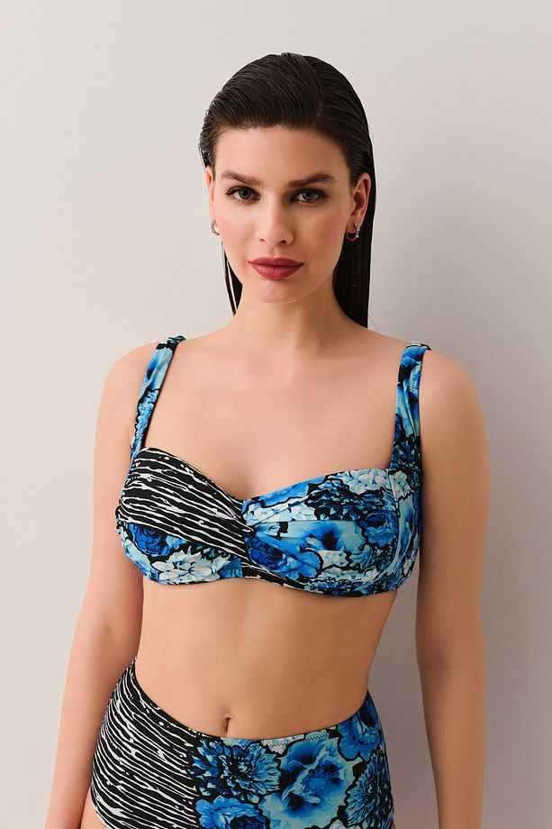 Azure Drapeli Bikini Üst - 1