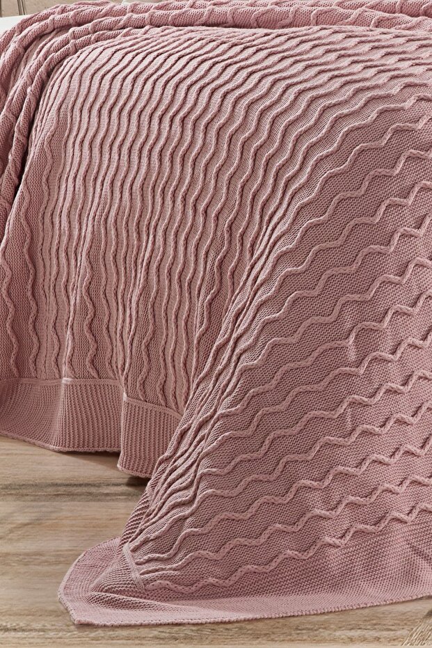 Linda Triko Yatak Örtüsü TEK KİŞİLİK 180 x 230 (PUDRA) - - 2