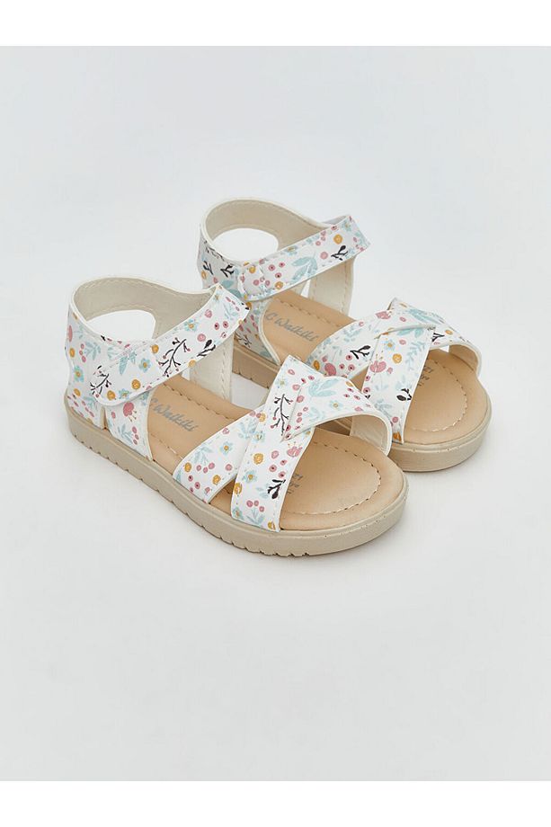 LCW STEPS Beyaz Çiçek Baskılı Kız Bebek Sandalet - 1