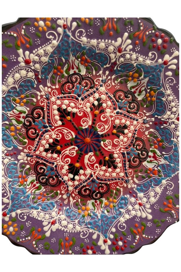 Çini Dekoratif Tabak, Duvar, Masa Süsü, Hediyelik El Yapımı (Handmade) Büyük Boy Tabak 26-27cm - 6