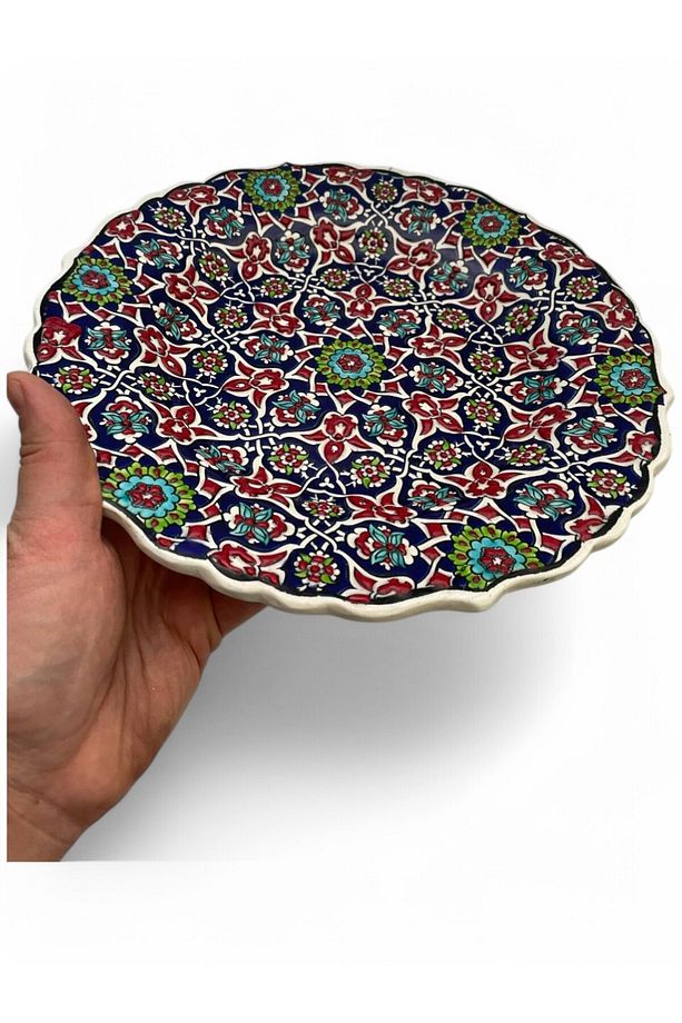 Çini Dekoratif Tabak, Duvar, Masa Süsü, Hediyelik El Yapımı (Handmade) Büyük Boy Tabak 26-27cm - 7