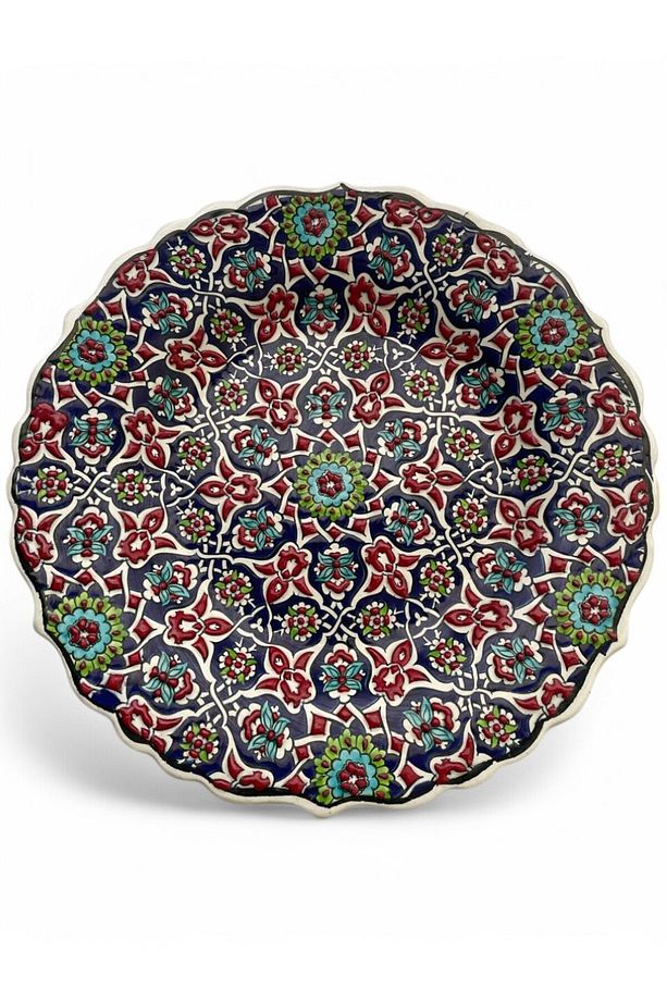 Çini Dekoratif Tabak, Duvar, Masa Süsü, Hediyelik El Yapımı (Handmade) Büyük Boy Tabak 26-27cm - 8