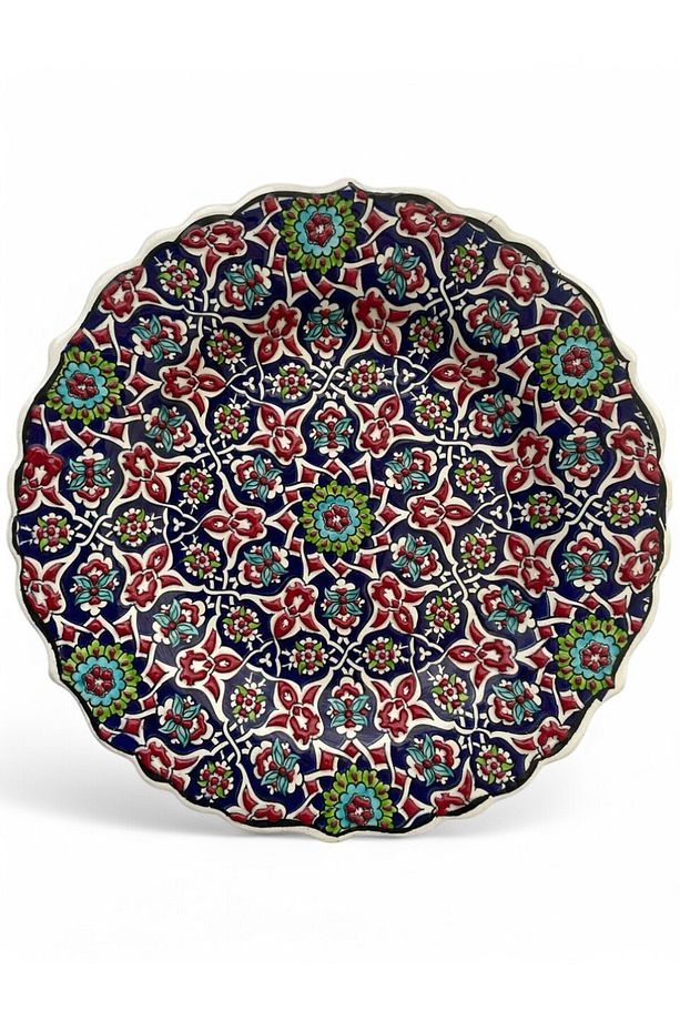Çini Dekoratif Tabak, Duvar, Masa Süsü, Hediyelik El Yapımı (Handmade) Büyük Boy Tabak 26-27cm - 1