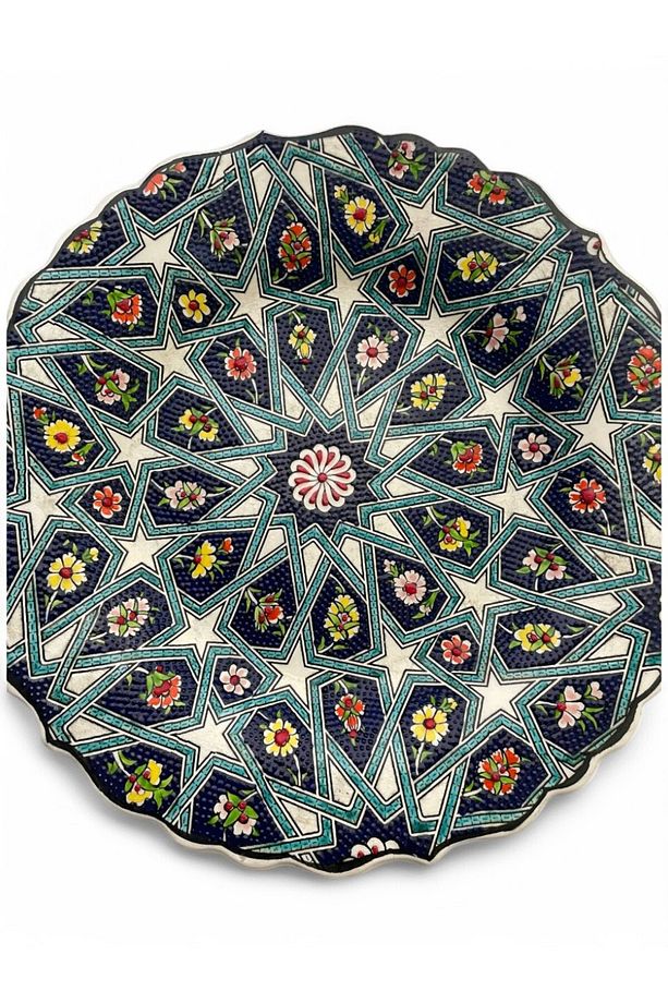 Çini Dekoratif Tabak, Duvar, Masa Süsü, Hediyelik El Yapımı (Handmade) Büyük Boy Tabak 26-27cm - 7