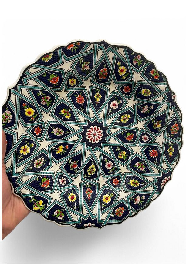 Çini Dekoratif Tabak, Duvar, Masa Süsü, Hediyelik El Yapımı (Handmade) Büyük Boy Tabak 26-27cm - 2