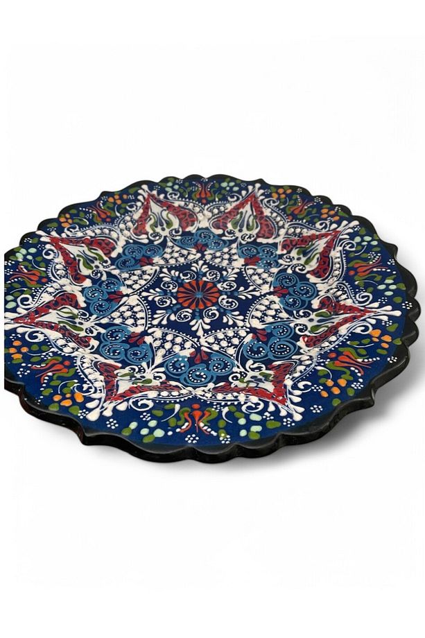 Çini Dekoratif Tabak, Duvar, Masa Süsü, Hediyelik El Yapımı (Handmade) Büyük Boy Tabak 26-27cm - 3