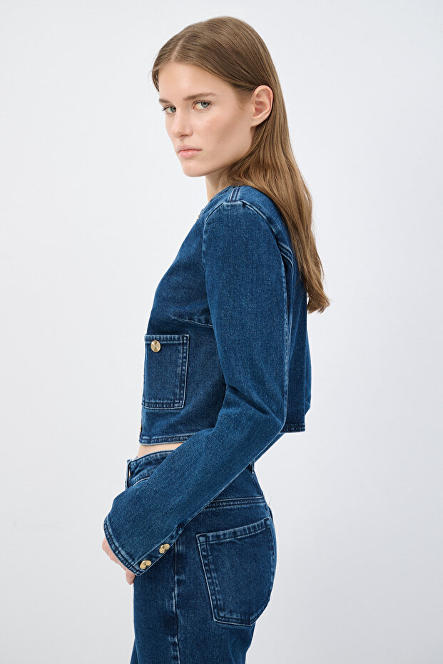 Jean Crop Ceket - 5