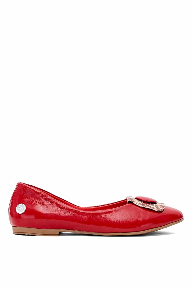 D25Ya-7225 Women's Genuine Leather Ballerinas Red