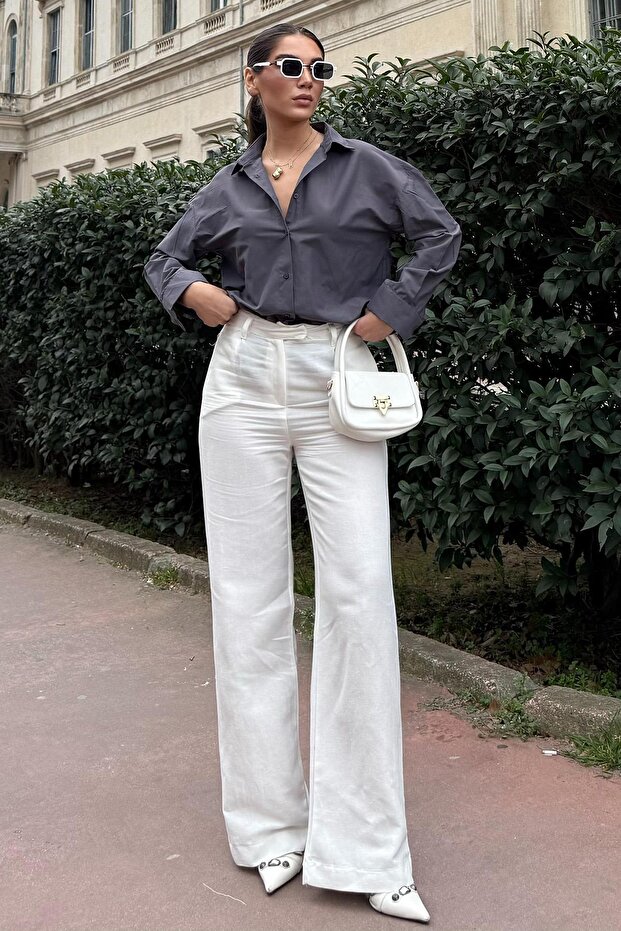 Antrasit Basic Kadın Gömlek Mg2355 - 2