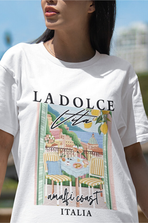 Popular Trend Italy Printed Women's Crewneck Oversize Tshirt