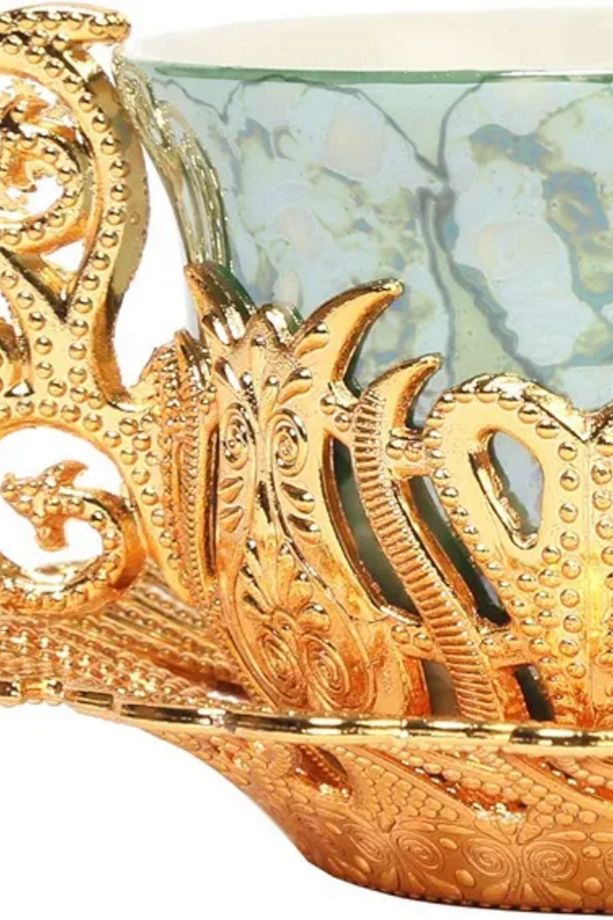 Otantik El Yapımı Kahve Bardağı Seti Kahve Fincanı 6 Kişilik 12 Parça - 2
