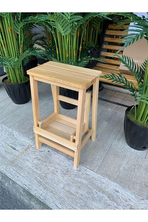 Basamaklı Tabure, Ahşap Tabure, Balkon Taburesi, Mutfak Taburesi - 2