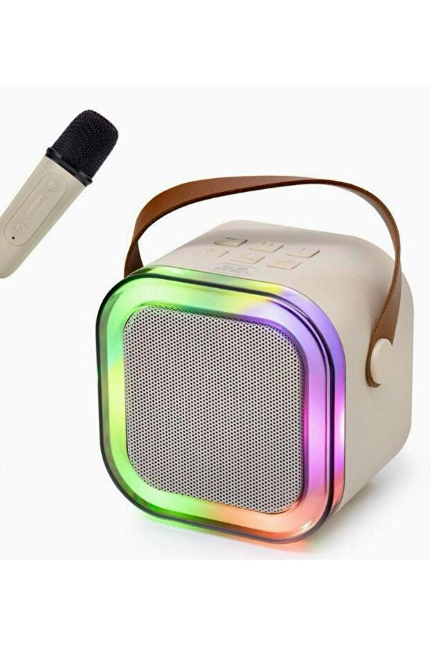 Colorful RGB Ledli Mini Taşınabilir Hoparlör ve Wirelles Mikrofon - 2