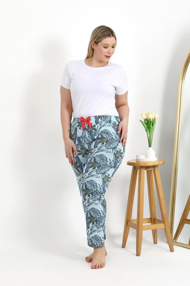 Women's Cotton Plus Size Bottom Pajamas 27558 Blue