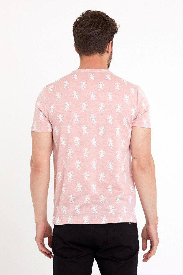 Ανδρικό μπλουζάκι Jacquard Basic Ροζ - 4