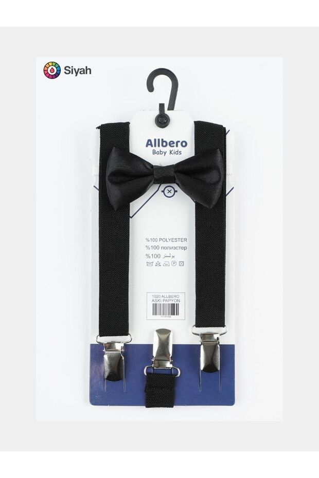 Black Kids Bowtie Pants Suspender Set 1-9 Years Old for Formal and Special Occasions