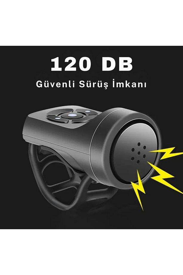 Bisiklet Zili & Alarm USB Şarjlı 120 dB Yüksek Ses 4 Zil Sesi Hırsızlık Önleyici Su Geçirmez - 4