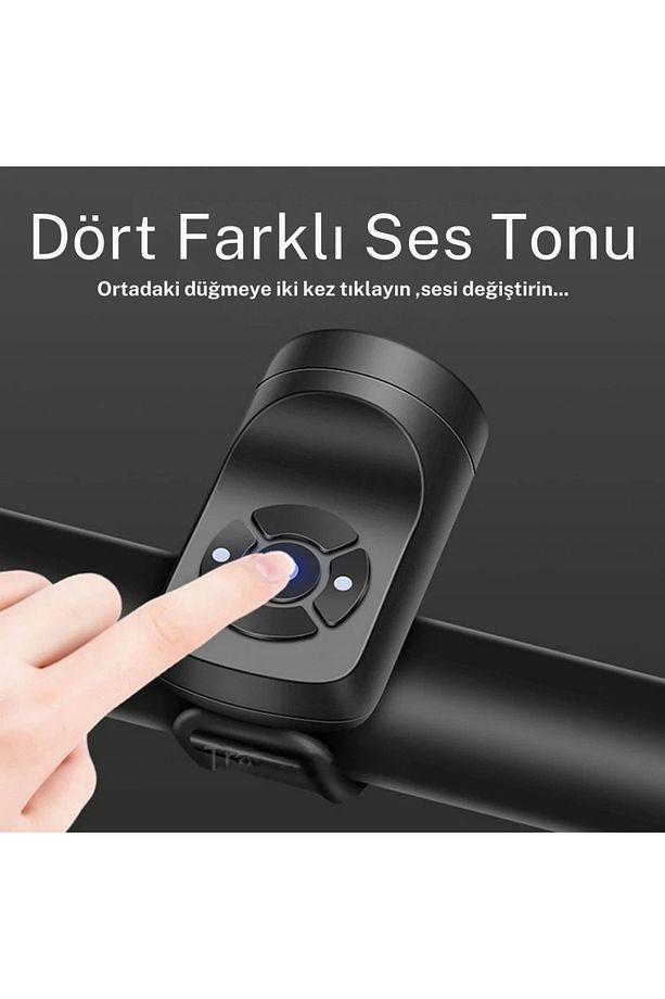 Bisiklet Zili & Alarm USB Şarjlı 120 dB Yüksek Ses 4 Zil Sesi Hırsızlık Önleyici Su Geçirmez - 5
