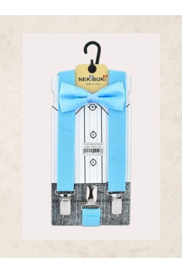 Cyan Blue Trouser Suspender and Bowtie Set School Performance Costume
