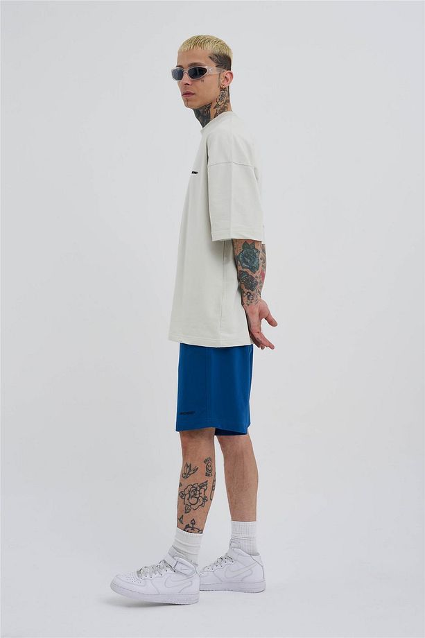 Erkek Basic Oversize Indigo Şort - 7