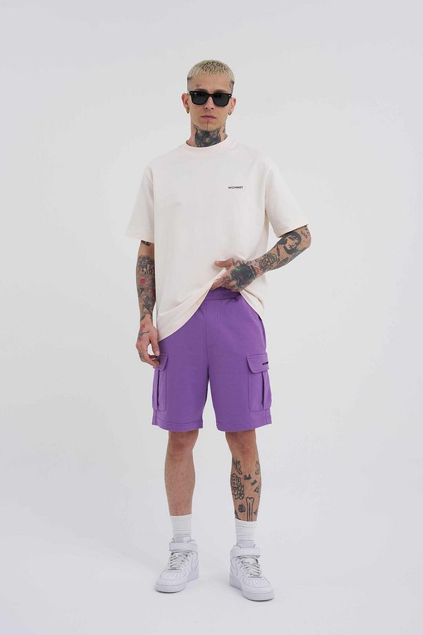 Erkek Kargo Cepli Basic Relaxed New Purple Şort - 4