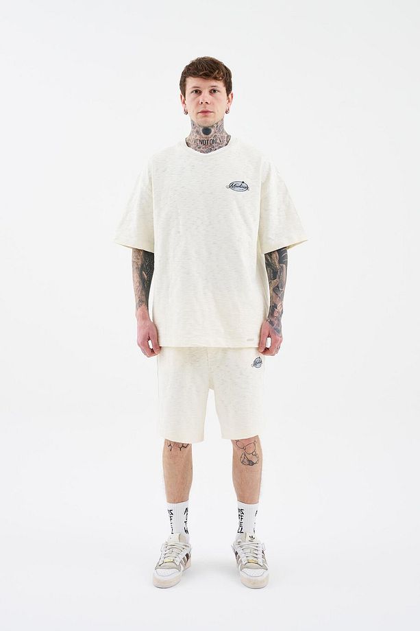 Erkek Premium Fabric Printed Ekru Şort - 6