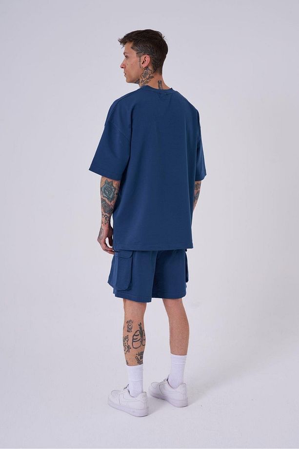 OVERSIZE KARGO CEPLİ BASİC ŞORT NEW INDIGO - 5
