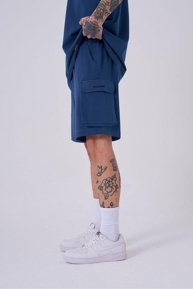 OVERSIZE KARGO CEPLİ BASİC ŞORT NEW INDIGO - 3