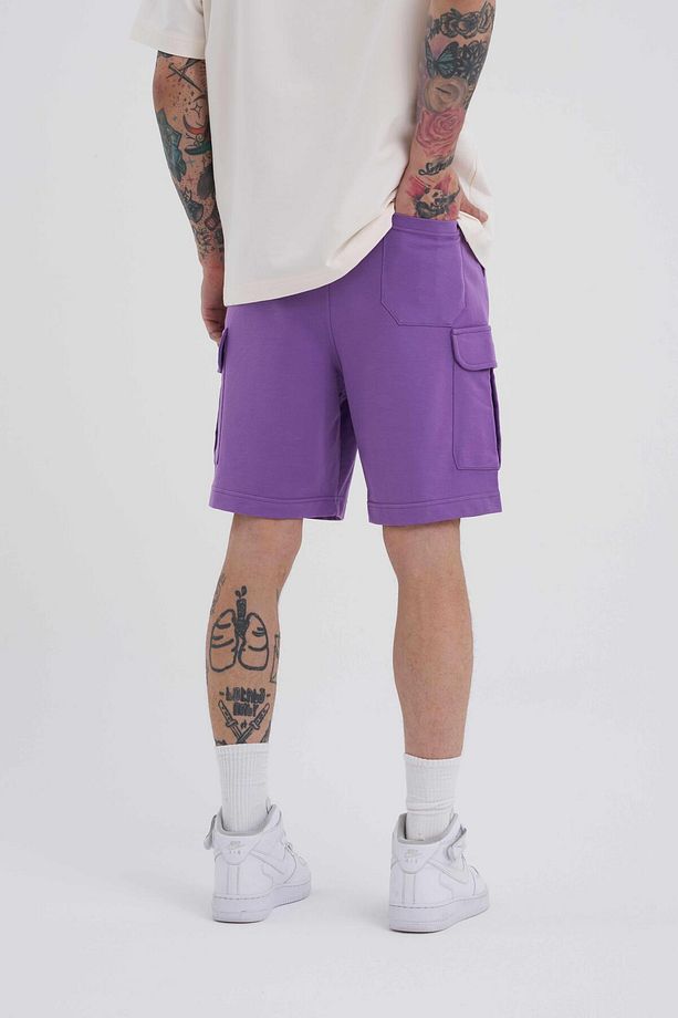 Erkek Kargo Cepli Basic Relaxed New Purple Şort - 3