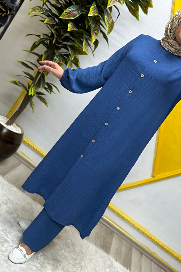 Women's Hijab Clothing Plus Size Aerobin Double Set with Trousers