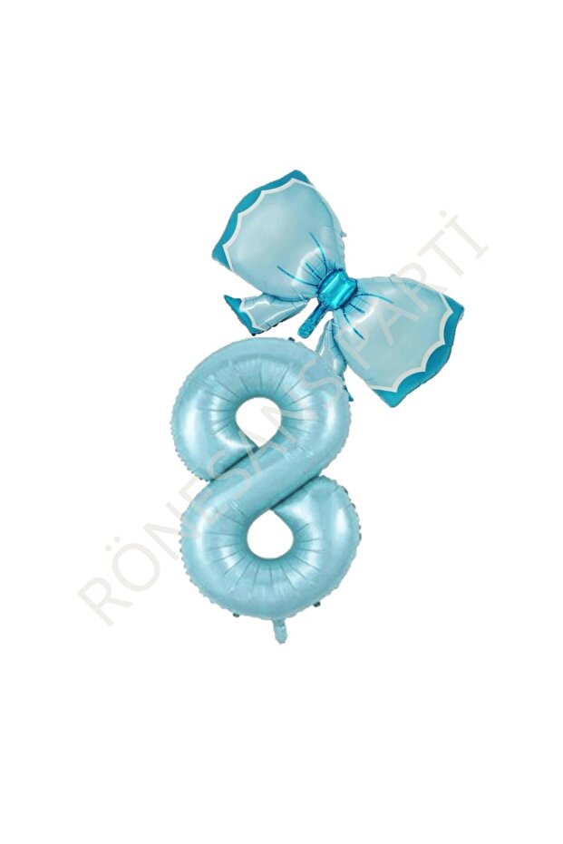 Renaissance Blue Number Bow Foil Balloon Set Age 8