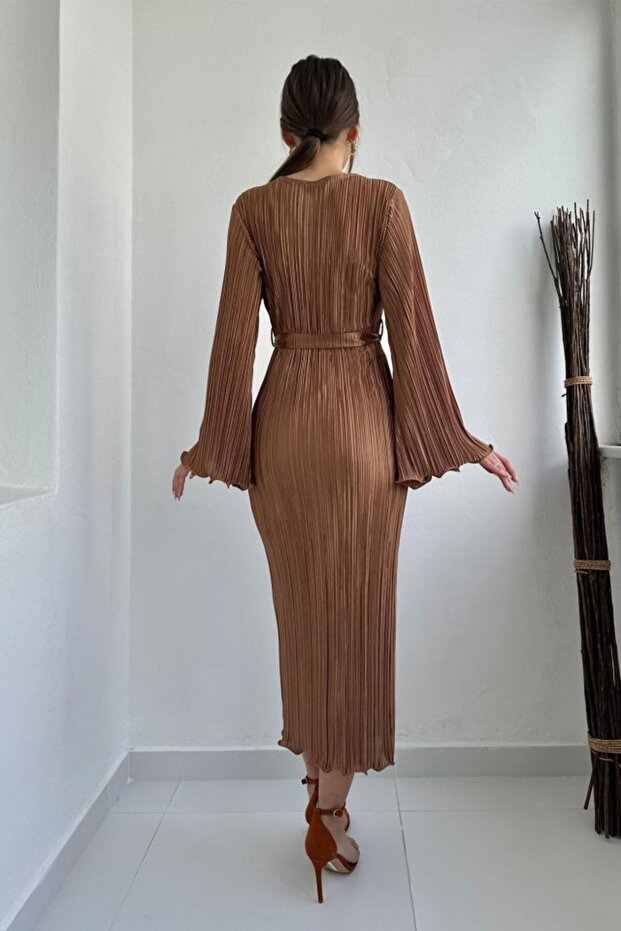 Vizon İspanyol Kol Piliseli Elbise - 4