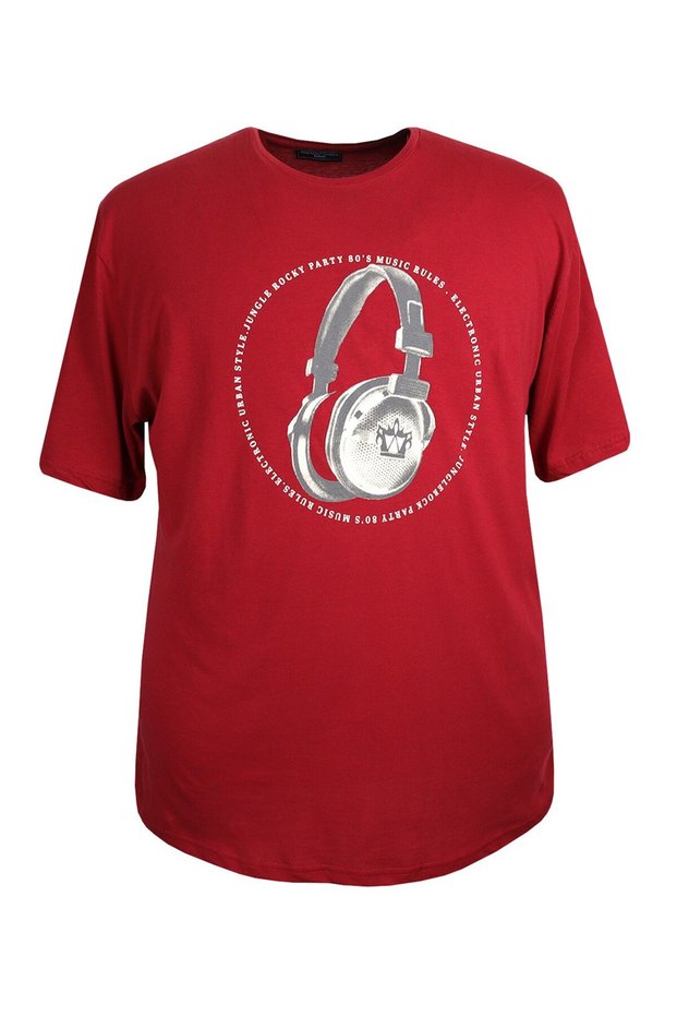 Men's Large Size Printed Crew Neck T-Shirt
