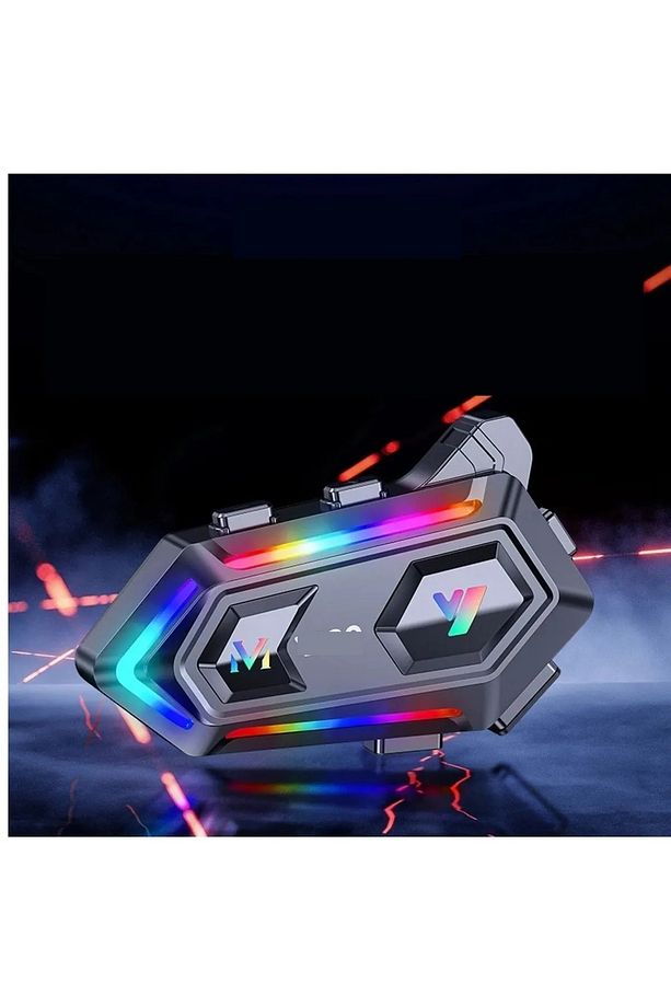 V20 Motosiklet Intercom Bluetooth Kask İnterkom Stereo Ses, Gürültü Azaltma, RGB Renkli Işıklı - 1