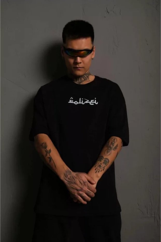 Dressify Women’S Fashion Men's Crew Neck T-Shirt Printed Oversized - Black