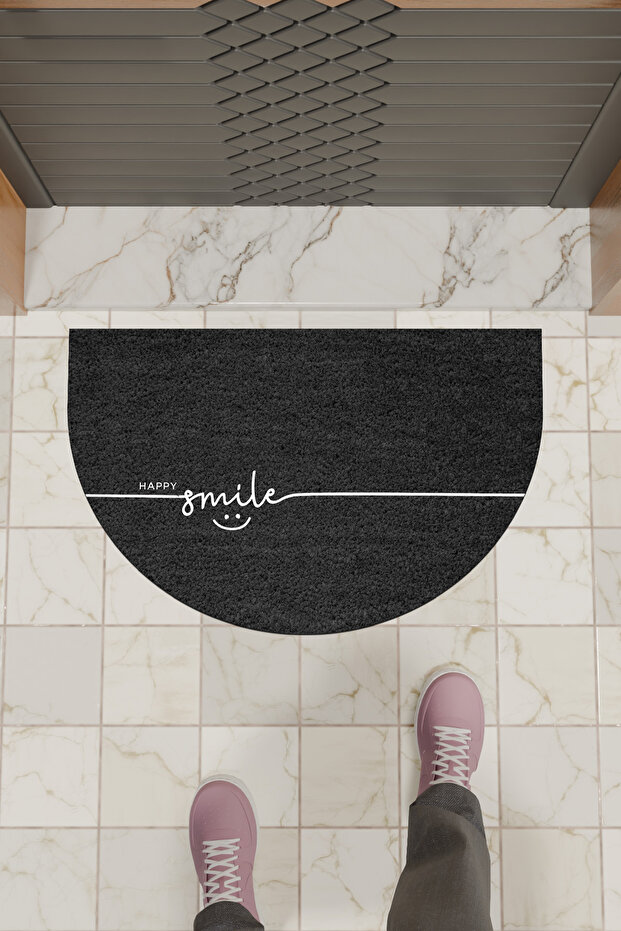 Modern Digital Doormat Black Happy Smile Doormat - Front Door Mat