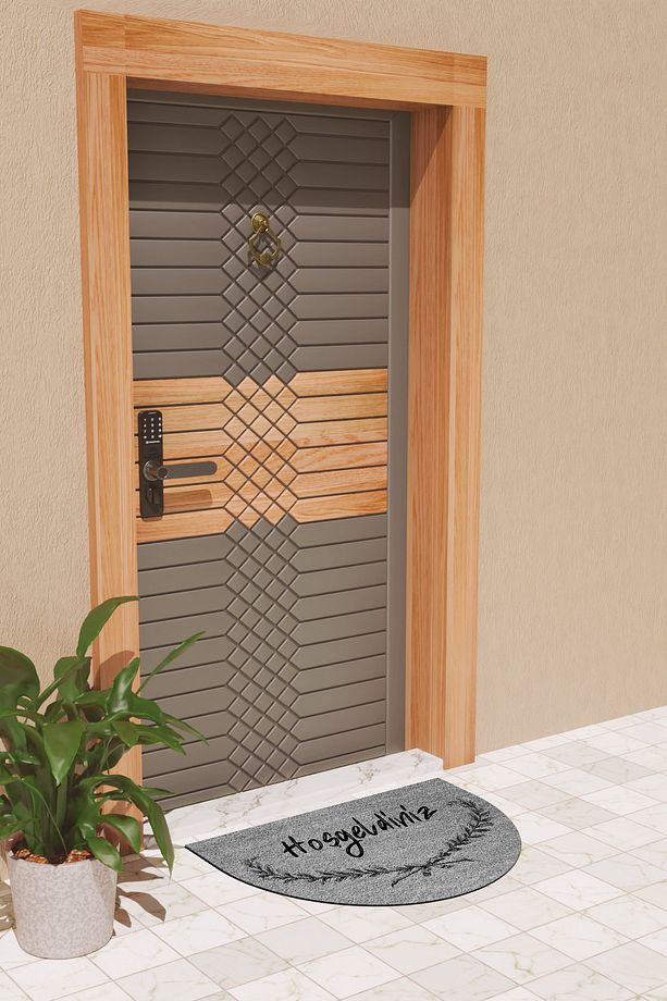 Modern Dijital Paspas Gri Hoşgeldiniz Paspas - Kapı Önü Paspası - 4