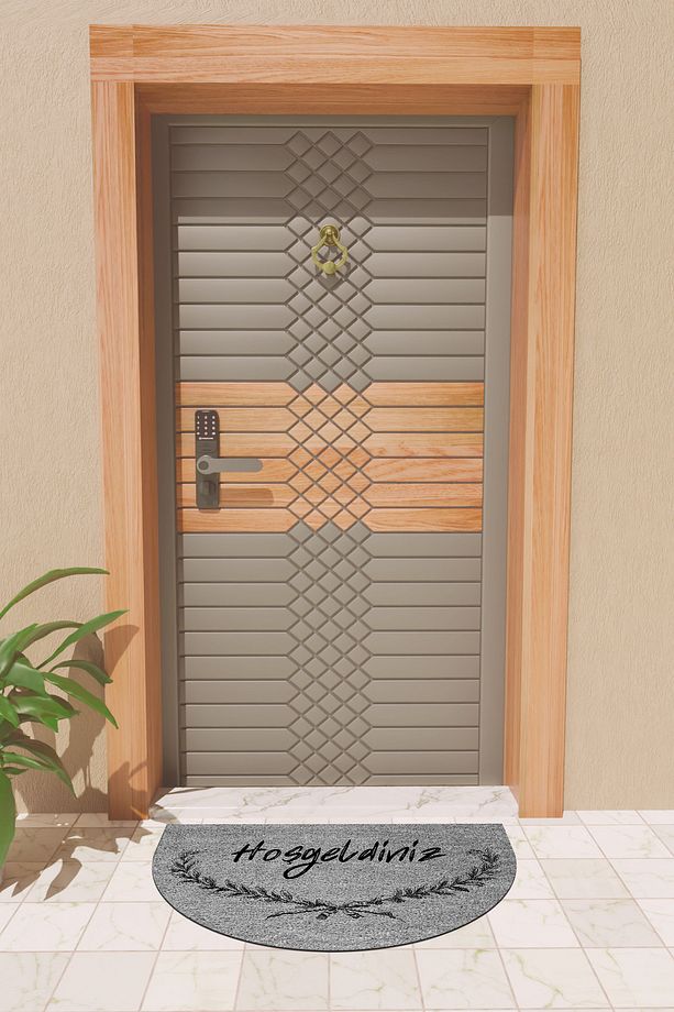 Modern Dijital Paspas Gri Hoşgeldiniz Paspas - Kapı Önü Paspası - 3