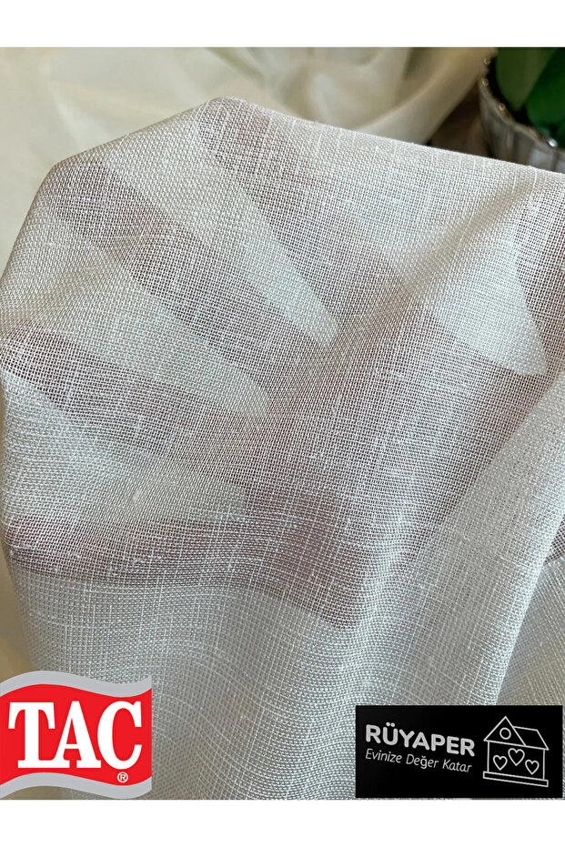 Naturel Keten Tül Perde 1/3 Sık Plle - Ekru - 5