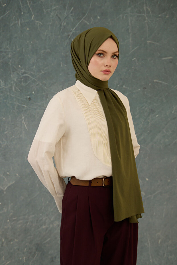 Plain Pattern No Wrinkles Shawl - 1