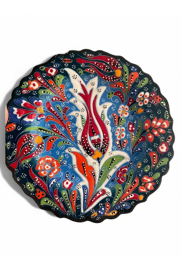 Çini Dekoratif Tabak, Duvar, Masa Süsü, Hediyelik El Yapımı (HANDMADE) Küçük Boy Tabak 18- 20 Cm - 6